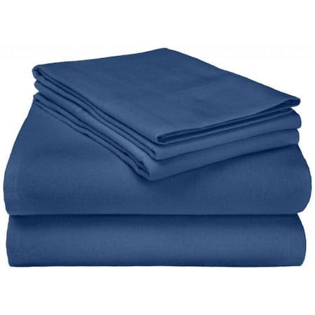 Impressions By Luxor Treasures Cotton Flannel Twin Sheet Set Solid- Navy Blue FLATWSH SLNB